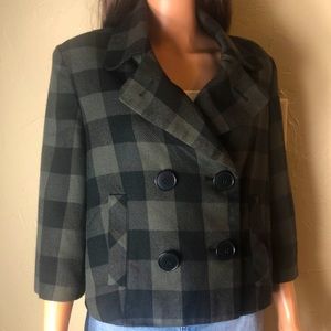 Larry Levine plaid 3/4 sleeve crop jacket